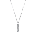 Detail of a minimalist stainless steel bar necklace with six sparkling zircon stones - Bar Pave Rhinestone Pendant (STKN05) / Steel