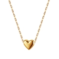 Detailed view of polished gold heart pendant with a modern rectangular paperclip chain - 3D Heart Pendant Paperclip Chain (STKN02) / Gold