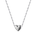 Polished stainless steel heart pendant necklace with minimalist paperclip chain link - 3D Heart Pendant Paperclip Chain (STKN02) / Steel