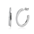 Classic 18K gold plated stainless steel hoop earrings with sparkling cubic zirconia - Twisted Rhinestone C-Shape Earrings (STKE01) / Steel