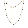 Gold-plated stainless steel double-layered necklace with black faceted beads - Double Layer Black Bead S.Steel Necklace (STMN05) / Gold