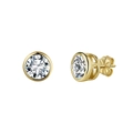 Κλασικά χρυσά σκουλαρίκια Moissanite με στρογγυλό κόψιμο και κούμπωμα πέταλο - Μοϊσανίτης χρώματος D, 8 mm, 2 ct, ασήμι S925 επιχρυσωμένο 14 καρατίων, 2,94 g