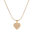 Detail of gold snake chain with heart pendant featuring pave-set micro pearls - Pave Artificial Pearl Heart Pendant (STPN01) / Gold