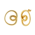 Modern 18k gold plated stainless steel spiral stud earrings with butterfly backings - Modern Minimalist Abstract Spiral Hoop (STGE01) / 20.4g / Gold