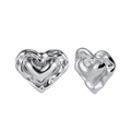 Modern 3D fluid style heart-shaped silver stainless steel stud earrings for women - Lava Fluid Nested Heart Studs (STGE03) / 8.6g / Steel