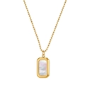 Minimalist 18k gold plated stainless steel necklace with rectangular shell inlay pendant - Rectangular Shell Inlay Pendant (STMN11) / Gold