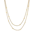 Double-layer gold square cube necklace with elegant snake chains and minimalist design - Double Snake Chain Cube Decor (STCC02) / Gold