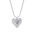 Silver tone heart pendant necklace with molten metal texture and fine snake chain - Irregular Texture Heart Pendant (STGN01) / Steel