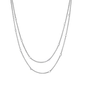 Macro detail of double-layer snake chain with minimalist cube bead accents in silver - Double Snake Chain Cube Decor (STCC02) / Steel