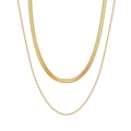 Double-layered golden herringbone and box chain necklace set in polished stainless steel - Wide Snake Chain & Thin Box Chain (STCC03) / Gold