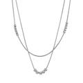 Detail view of a layered stainless steel snake chain necklace with small metal beads - Double Layer Snake Chain Beads (STCC04) / Steel