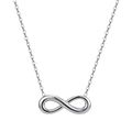 Macro view of polished infinity symbol pendant on a fine silver stainless steel chain - Infinity Symbol Simple Pendant (STKN15) / Steel