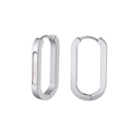 U-shaped stainless steel hoop earrings with white mother of pearl inlay on white background - U-Shaped Mother-of-Pearl Inlay Hoop (STME04) / 5.18g / Steel