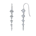 S925 sterling silver drop earrings with four round zircons and a teardrop pendant - Silver Four Stone Dangle Style (SE52)