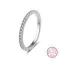 S925 sterling silver eternity ring with clear cubic zirconia in a 45-degree angle view - Size 5 / S925 Silver Plated Platinum