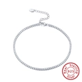 Detailed shot of S925 sterling silver lobster clasp and extension chain on tennis anklet - SA03 / 925 Silver