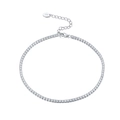 Schitterende S925 zilveren tennis enkelband met ronde zirkonia en karabijnsluiting - 21.5+5cm / Zilver