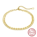Elegant gold S925 sterling silver double layer anklet with circular disc charms - SA15-14K / 925 Silver