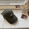 Gorra de béisbol vintage de algodón lavado verde oliva con bordado de letra W en blanco - 56-58cm / Verde Hierba