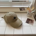 Gorra de béisbol de algodón caqui con bordado W vintage y correa ajustable - 56-58cm / Caqui