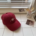 Gorra de béisbol de algodón lavado burdeos con bordado blanco para hombres y mujeres - 56-58cm / Burdeos