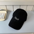 Cappellino da baseball in cotone nero con ricamo 'Nice' bianco e visiera larga - 56-58cm Regolabile / Nero