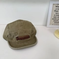 Khaki 5-panel camper hat with vintage red Tennessee embroidery and washed cotton finish - Adjustable / Khaki