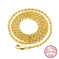 1.5mm twisted rope chain necklace in S925 sterling silver with a gold plated finish - 50cm / 18K Gold