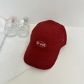 Red quick-dry five-panel baseball cap with BLAK embroidery on a textured nylon fabric - 56-58CM Adjustable / Burgundy