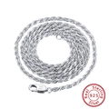 Classic S925 sterling silver 1.5mm rope chain necklace with high polish finish - 40CM / White Gold