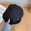 Gorra marinera de mezclilla negra para mujer con detalle de botón de metal dorado - 56-58cm / Negro