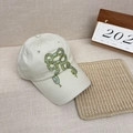 Gorra de béisbol beige claro con bordado de lazo azul y estructura transpirable de seis paneles - 56-58cm Ajustable / Beige Caqui
