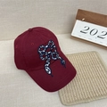Gorra de béisbol granate en sarga de algodón con bordado de serpiente y lazo - 56-58cm Ajustable / Burdeos
