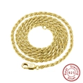 S925 sterling silver rope chain necklace with gold finish and lobster clasp detail - 50cm / 14K Gold