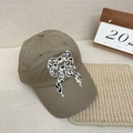 Khaki cotton baseball cap featuring detailed black and white snake embroidery on the front - 56-58cm Adjustable / Khaki