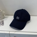 Gorra de béisbol de algodón azul marino con bordado de perro y visera curva - 56-58cm Ajustable / Azul Marino