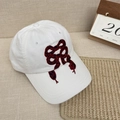 White baseball cap with red bow embroidery featuring a snakeskin pattern on beige fabric - 56-58cm Adjustable / White