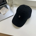 Casquette de baseball noire délavée vintage avec broderie F et large bord unisexe - 56-58cm Ajustable / Noir
