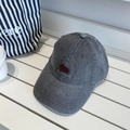 Vintage washed grey plaid baseball cap with red embroidered Me lettering in 45-degree view - 56-58cm (Adjustable) / Dark Gray