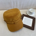 Retro mustard yellow corduroy newsboy cap for women with textured metal buttons - 56-58cm / Yellow
