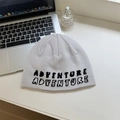 Light grey beanie featuring pixelated ADVENTURE text on a textured knit surface - 56-58cm / Light Gray