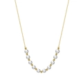 Élégant collier en argent s925 doré avec 11 perles d'eau douce en pendentif en forme de U - Chaîne de Perles et de Boules d'Or(GPN23)