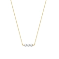 Elegant s925 sterling silver necklace with three natural freshwater pearls on a gold chain - GPN20-Gold Triple Pearls Horizontal Station