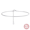 Adjustable S925 sterling silver snake chain anklet with lobster clasp and extension chain - SA23-P / 925 Silver