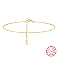 Adjustable 18K gold plated S925 sterling silver anklet with lobster clasp and extension chain - SA24-14K / 925 Silver