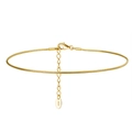 Adjustable S925 sterling silver gold plated snake bone anklet with lobster clasp closure - 1.0mm / Gold / 21.5+5cm