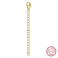 Macro detail of 925 sterling silver lobster clasp with hallmark on golden extension chain - 5.5cm / 14K Gold Plated