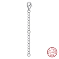 Macro detail of S925 sterling silver extender chain with lobster clasp and 925 stamp - 5.5cm / Platinum Plated