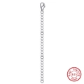 Macro detail of S925 sterling silver extender chain with lobster clasp and hallmark - 8cm / Platinum Plated