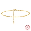 Minimalist 2.0mm S925 sterling silver gold butterfly chain anklet with lobster clasp - 925 Silver / 14K Gold